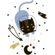 Adesivi murali per bambini - Adesivo gatto cosmonauta nelle stelle scandinave - ambiance-sticker.com