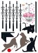 Adesivo gatti, scale e petali di rosa - ambiance-sticker.com