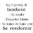 Adesivi con frasi - Adesivo  citazione Les 4 secrets du bonheur - ambiance-sticker.com