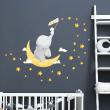 Adesivi murali nomi - Adesivo elefante e coniglio catturano le stelle + 110 stelle - ambiance-sticker.com