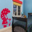 Adesivi murali per bambini - Adesivi Bambina con un ombrello fungo - ambiance-sticker.com