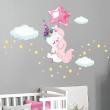 Adesivi murali nomi - Adesivo unicorno volante + 110 stelle - ambiance-sticker.com