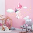 Adesivi murali nomi - Adesivo unicorno volante + 110 stelle - ambiance-sticker.com