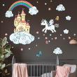 Adesivi murali per bambini - Adesivos unicorno e il castello incantato + 100 stelle - ambiance-sticker.com