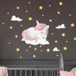 Adesivi murali nomi - Adesivo unicorno su nuvola e stelle + 90 stelle - ambiance-sticker.com