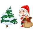 Adesivi murali natura - Adesivo Natale il piccolo Babbo Natale e il suo abete - ambiance-sticker.com