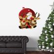 Adesivi murali Natale - Adesivo Natale Babbo Natale ad un passo veloce con la sua renna - ambiance-sticker.com