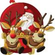 Adesivi murali natura - Adesivo Natale Babbo Natale ad un passo veloce con la sua renna - ambiance-sticker.com