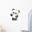Adesivi murali nomi - Adesivo panda con il suo bambù + 70 stelle - ambiance-sticker.com