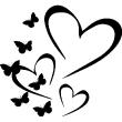 Adesivi Amore - Adesivo murali Adesivo farfalle e tre cuori - ambiance-sticker.com