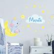 Adesivi murali nomi - Adesivo personalizzabile nomi principe elefante seduto sulla luna + 60 stelle - ambiance-sticker.com