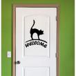 Adesivi di porte - Adesivo di porta benvenuto con gatto - ambiance-sticker.com