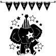 Adesivi murali nomi - Adesivo Personalizzabile nomi Elefante di circo felice - ambiance-sticker.com