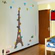 Adesivi murali per bambini - Adesivi Eiffel Tower kidmeter con aerei ed animali divertenti - ambiance-sticker.com