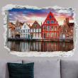 Adesivi murali panorama - Adesivo Panorama la notte cade sul canale di Bruges - ambiance-sticker.com