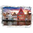 Adesivi murali panorama - Adesivo Panorama la notte cade sul canale di Bruges - ambiance-sticker.com