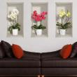 Adesivi murali 3D - Adesivo effetto 3D fiori di orchidea primaverili - ambiance-sticker.com