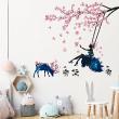 Adesivi murali per bambini - Adesivo albero delle farfalle e altalena - ambiance-sticker.com