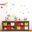 Adesivi murali per bambini -Adesivi Pandi di bambini che giocano sotto la pioggia - ambiance-sticker.com