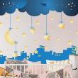 Adesivi città dei bambini Adesivi stelle e nuvole nella città - ambiance-sticker.com
