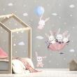 Adesivi murali per bambini - Conigli che giocano negli adesivi del cielo - ambiance-sticker.com