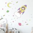 Adesivi murali per bambini - Adesivos unicorno e il suo razzo nello spazio - ambiance-sticker.com