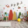 Adesivi murali Natale - Adesivi montagne Babbo Natale e le sue renne - ambiance-sticker.com