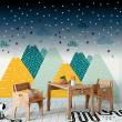 Adesivo bambino di montagna scandinavo - Adesivo di montagna ziska + 100 stelle fosforescenti - ambiance-sticker.com