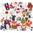 Adesivi murali Natale - Adesivo Natale animali della foresta a vigilia di natale - ambiance-sticker.com