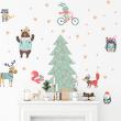 Adesivi murali Natale - Adesivo Natale abete e animali scandinavi - ambiance-sticker.com