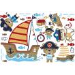 Adesivo murali pirata - Adesivo cuccioli di orso pirata e il tesoro magico - ambiance-sticker.com