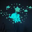 Adesivi murali per bambini - Adesivi fosforescente elefanti felici tra le nuvole + 120 stelle - ambiance-sticker.com