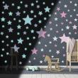 Adesivi murali per bambini - Adesivi fosforescente stelle rosa - ambiance-sticker.com