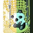 Adesivi murali per bambini - Adesivos fosforescente altalena luna panda e 130 stelle - ambiance-sticker.com