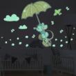 Adesivi murali per bambini - Adesivi fosforescente topo in ombrello - ambiance-sticker.com