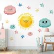 Adesivi murali per bambini - Adesivo sole colorato, nuvole e stelle - ambiance-sticker.com