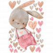Adesivi animali bambini  - Adesivo animali coniglio acquerello innamorato - ambiance-sticker.com