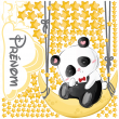 Adesivi murali nomi - Adesivo personalizzabile nomi panda sulla luna altalena - ambiance-sticker.com