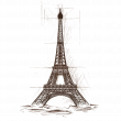 Adesivi murali design - Adesivo torre Eiffel design disegno - ambiance-sticker.com