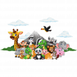Adesivi murali Animali - Adesivo animali felice ai piedi del vulcano - ambiance-sticker.com