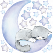 Adesivi murali Animali - Adesivi di gatto e luna dolce notte - ambiance-sticker.com