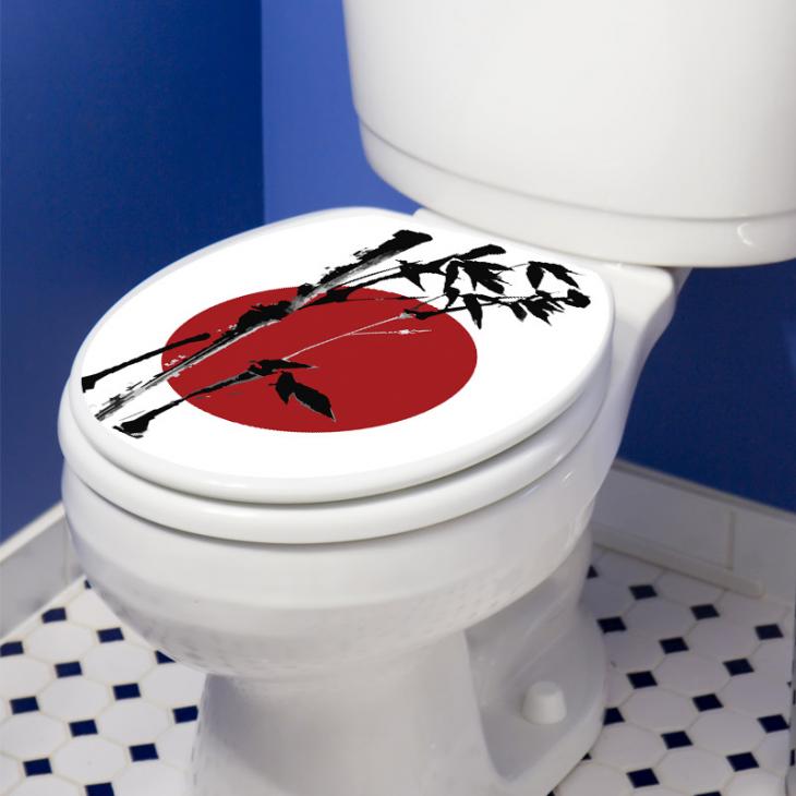 Adesivi de pareti per WC - Adesivo abbattendo wc bandiera giapponese e bambù - ambiance-sticker.com