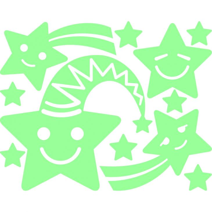 Adesivi fosforescente - Adesivo murali sorridente stelle - ambiance-sticker.com