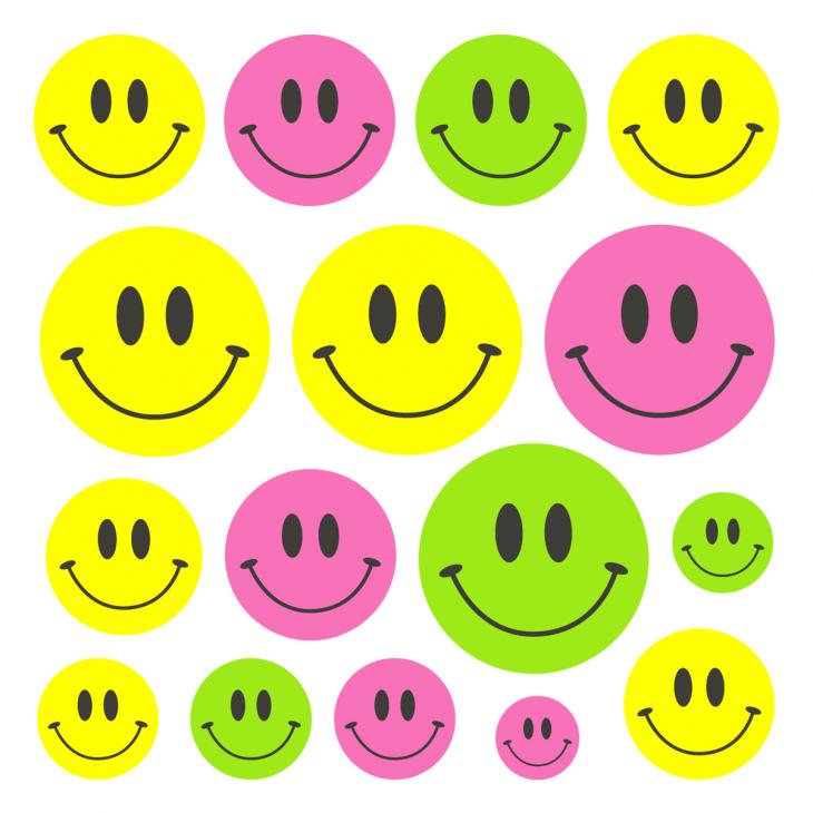 Adesivi murali per bambini - Adesivi Smileys di 3 colori - ambiance-sticker.com