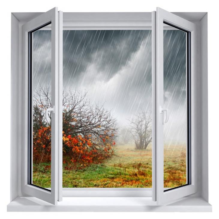 Adesivi murali panorama - Adesivo Panorama finestra la pioggia d'autunno - ambiance-sticker.com
