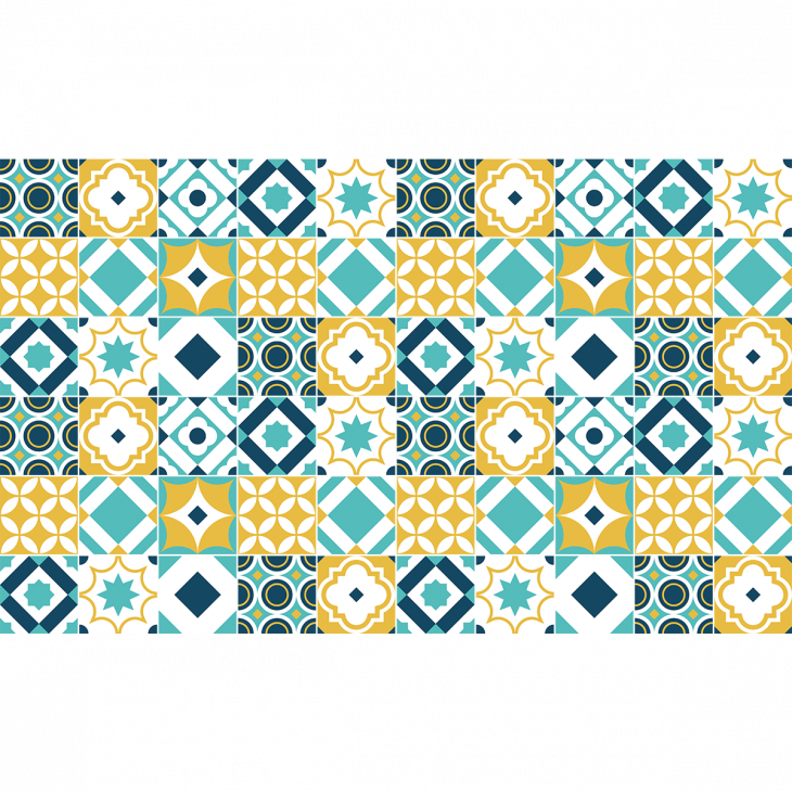 adesivi piastrelle - 60 adesivi piastrelle di cemento azulejos flora - ambiance-sticker.com