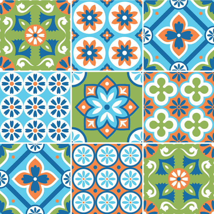 adesivi piastrelle di cemento - 9 adesivi piastrelle azulejos alinda - ambiance-sticker.com