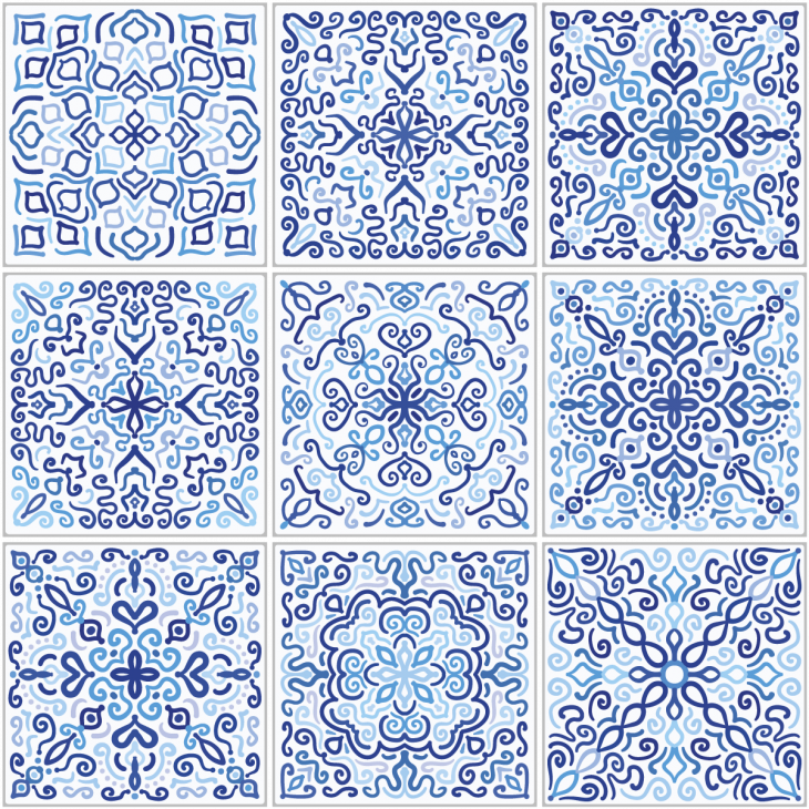 adesivi piastrelle di cemento - 9 adesivi piastrelle azulejos Santino - ambiance-sticker.com