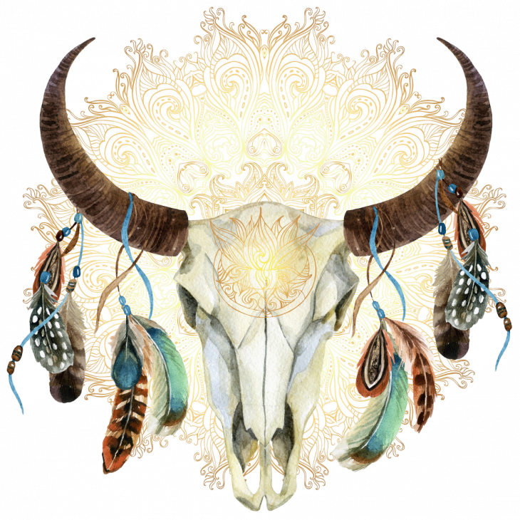 Adesivi boemo design - Adesivo boemo testa di bufalo in primavera - ambiance-sticker.com