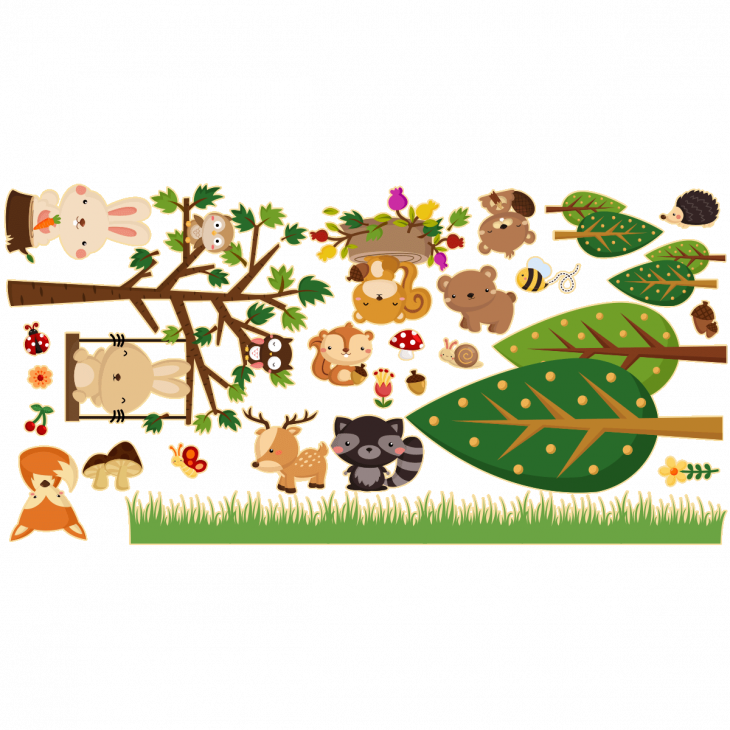 Adesivi murali per bambini - Adesivo gli animali della foresta - ambiance-sticker.com